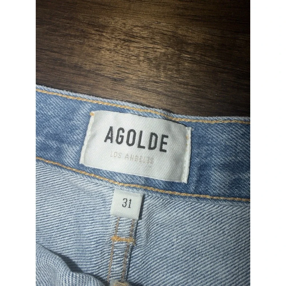 Agolde Women's 31 Parker Long Cotton Denim Shorts Cut Offs Anthropologie Light
